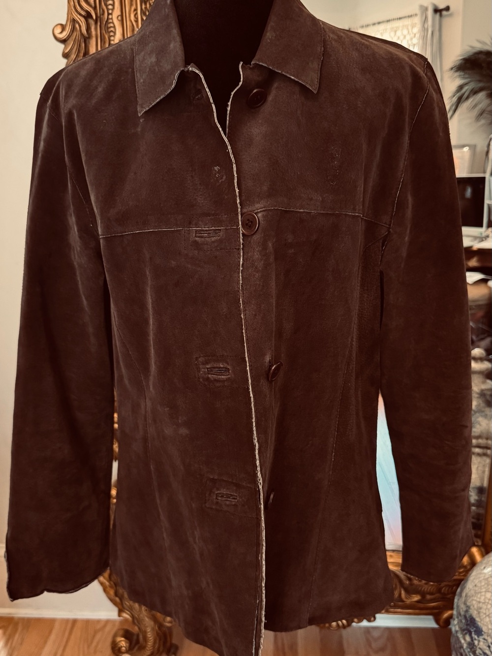 JohnPaulRichard Dark Brown Suede Button Jacket